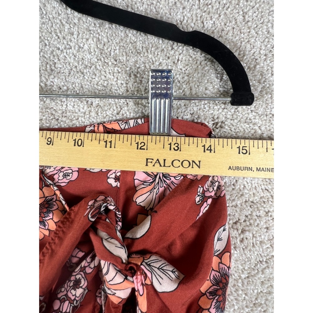 Free People Sunray Sarong Floral Faux Wrap Midi Skirt Rust Orange Womens 2 - Picture 6 of 11